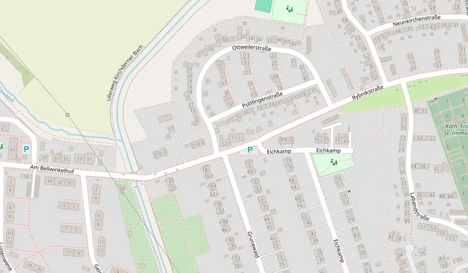Karte: Steinofen Pizza Scharnhorst, Rybnikstraße 51, 44328 Dortmund — Rybnikstraße Ecke Eichkamp in Dortmund-Scharnhorst